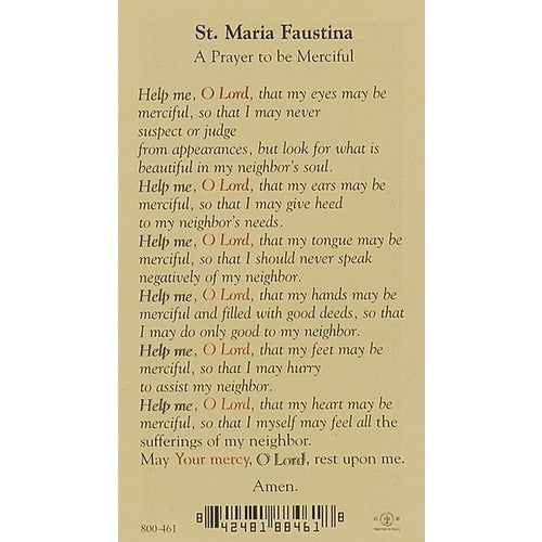 Prayer to St. Maria Faustina - Prayer Card