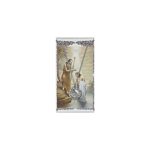 St. John the Baptist Medal Necklace & Laminated Prayer Card