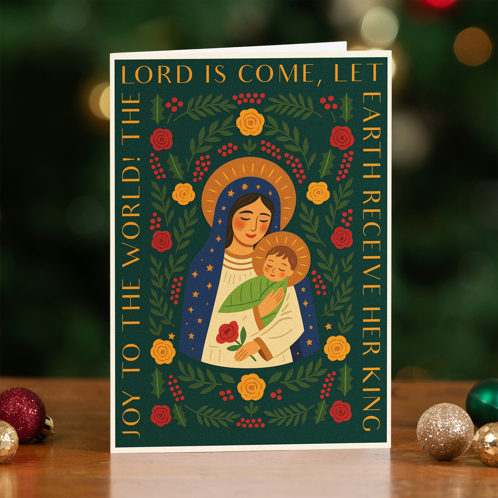 Joy to the World Folk Art Christmas Cards - Set of 20