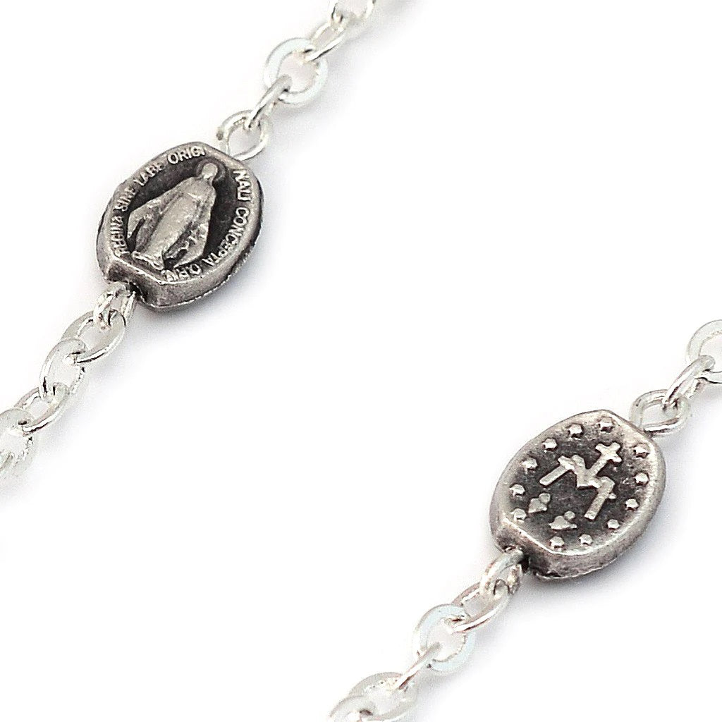 Italian Wood and Silver Plated St. Joseph Rosary