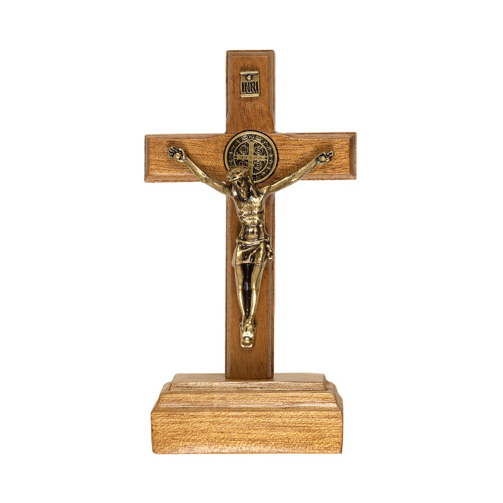 Wooden Standing St. Benedict Crucifix - 3"
