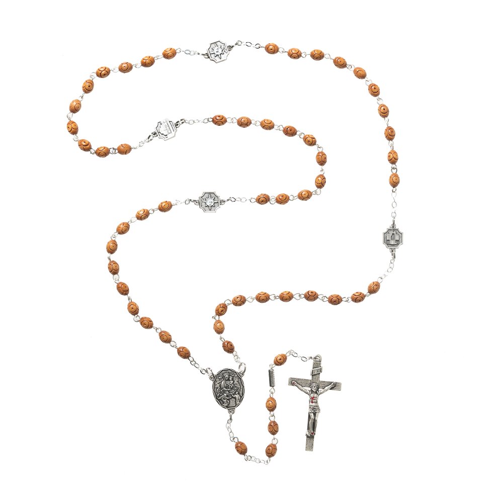 Antique Silver & Wood St. Padre Pio Rosary