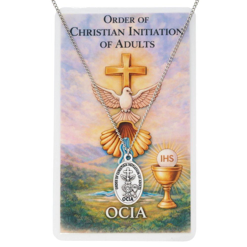 OCIA Medal Necklace and Laminated Prayer Card Set