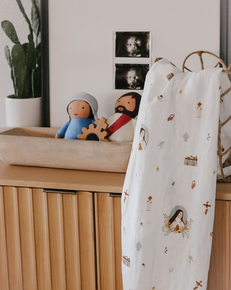 Be A Heart - St. Therese Muslin Swaddle Baby Blanket