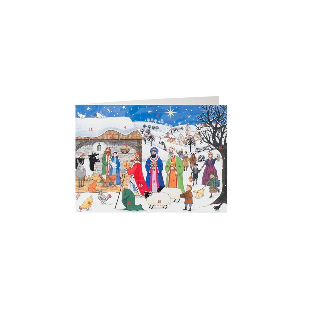 Jesus is Born Visitors Gather Advent Calendar Card