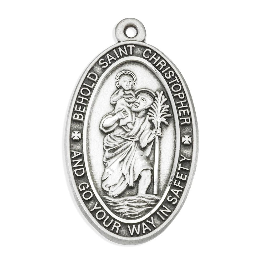 St. Christopher Go In Safety Medal Necklace