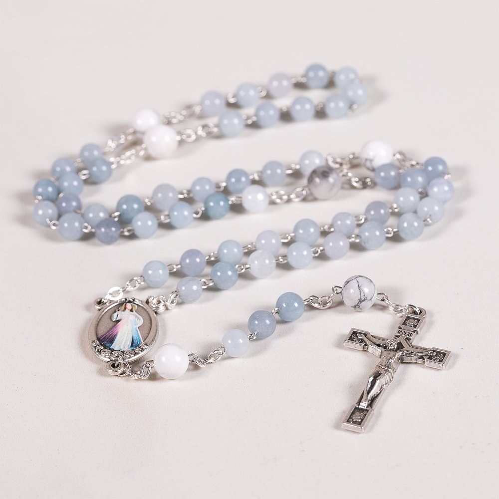Angelite & Aulite Divine Mercy Chaplet Rosary