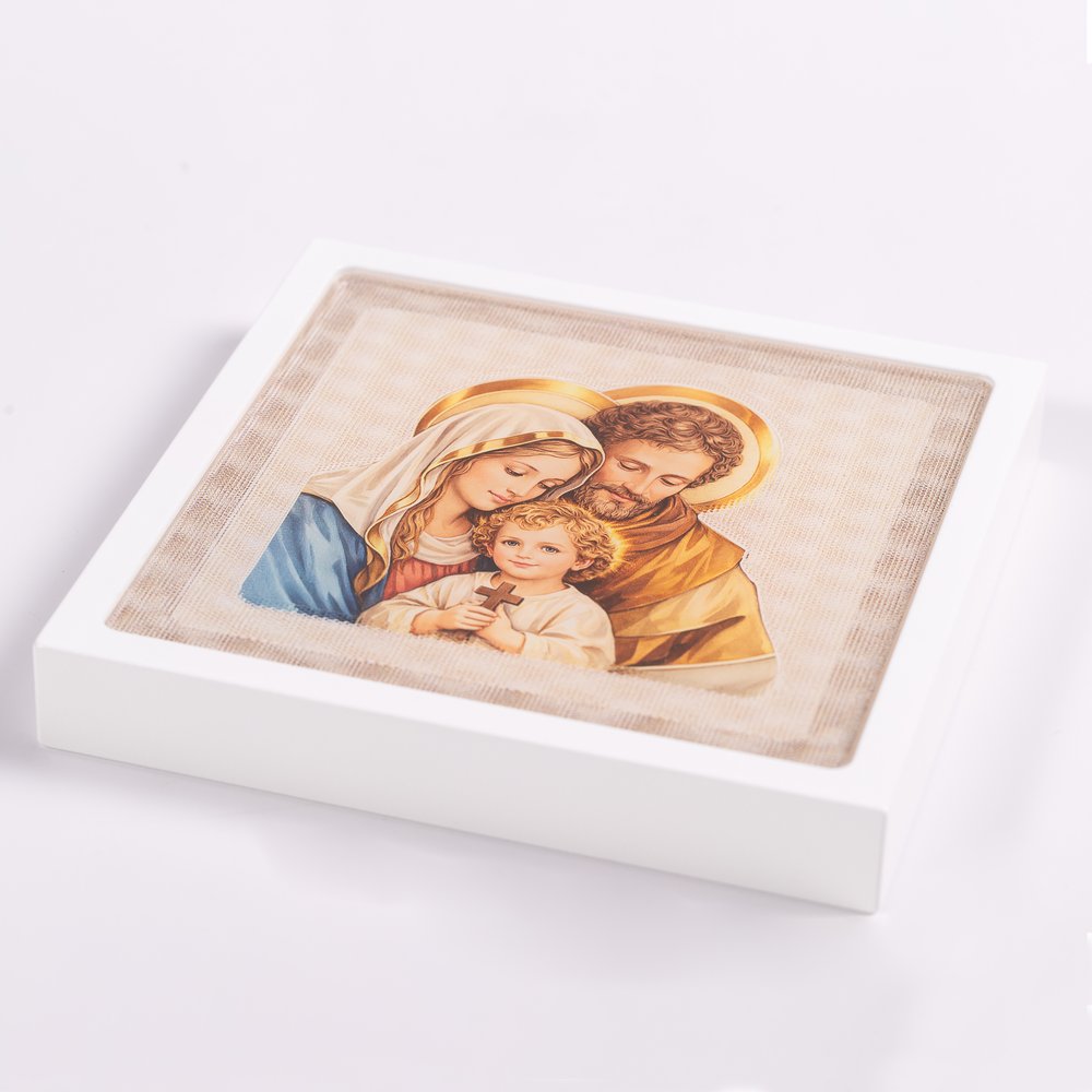 Italian Holy Family Wood Plaque - 6.7"