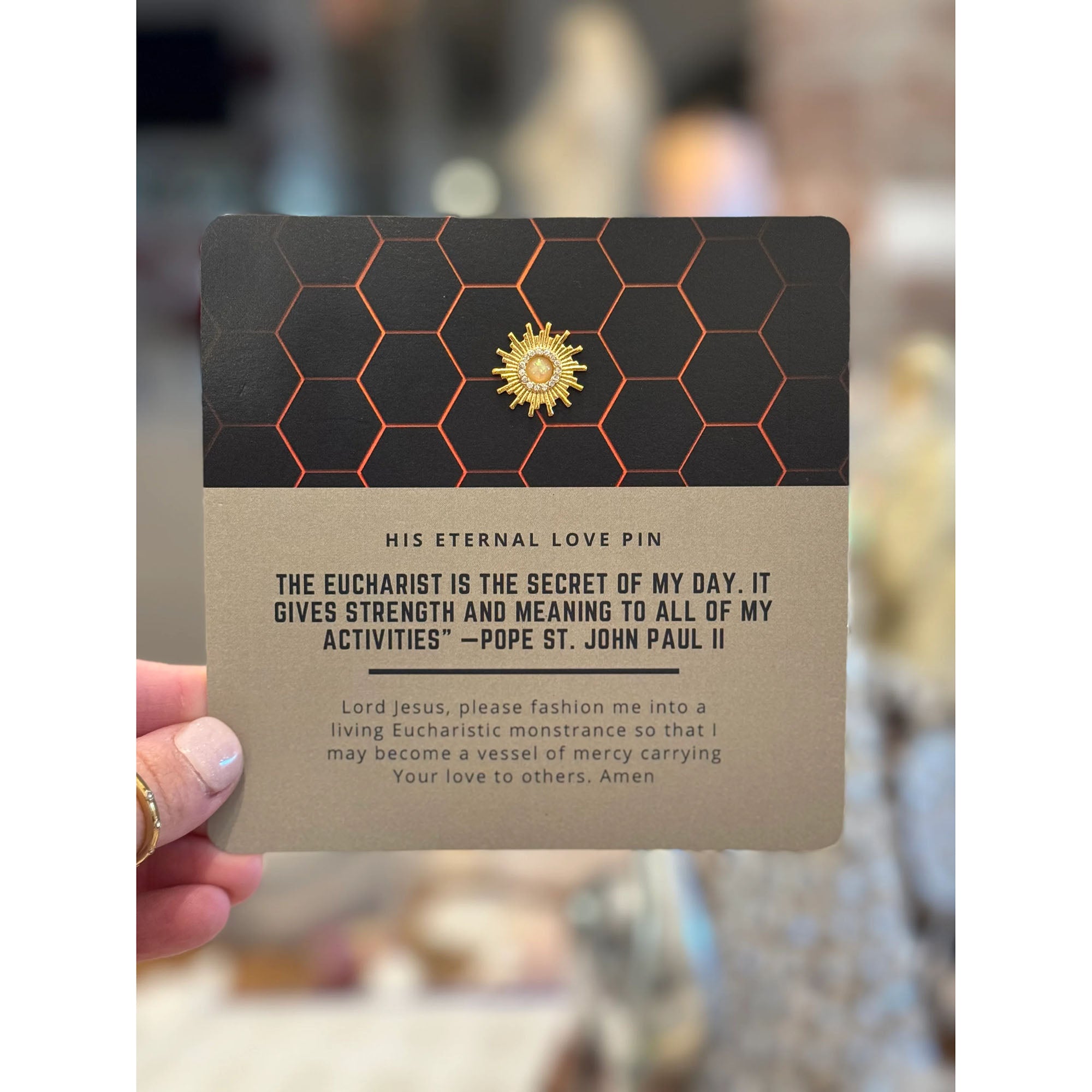 Gold His Eternal Love Eucharist Lapel Pin