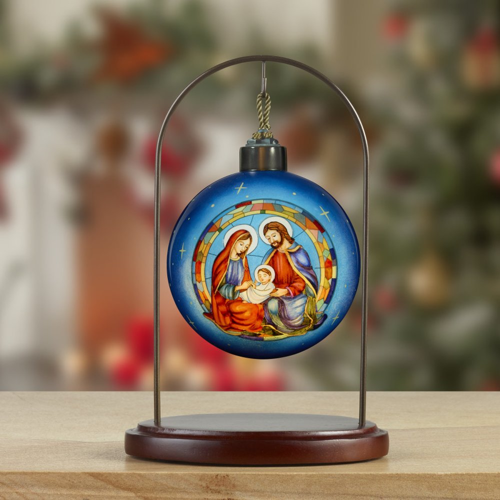 Holy Family Blown Glass Ornament
