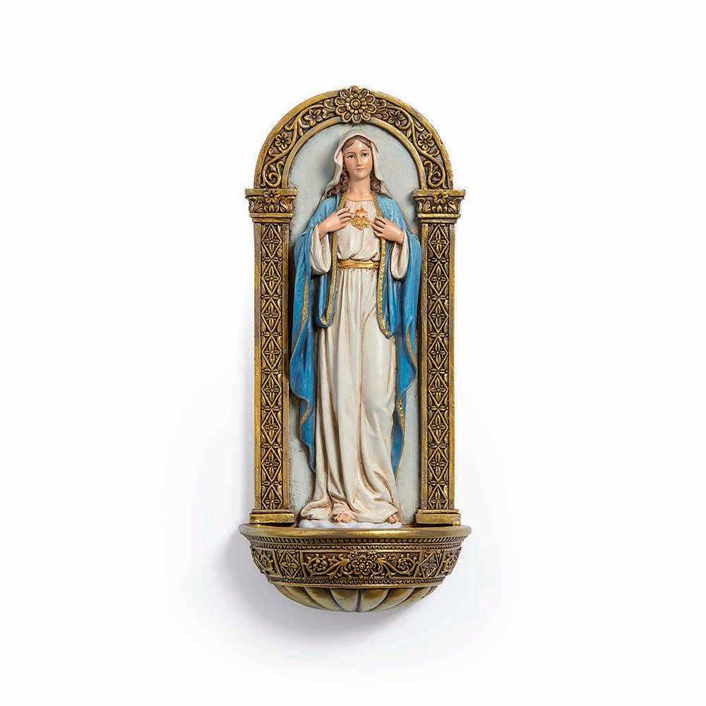 Immaculate Heart Holy Water Font - 7"