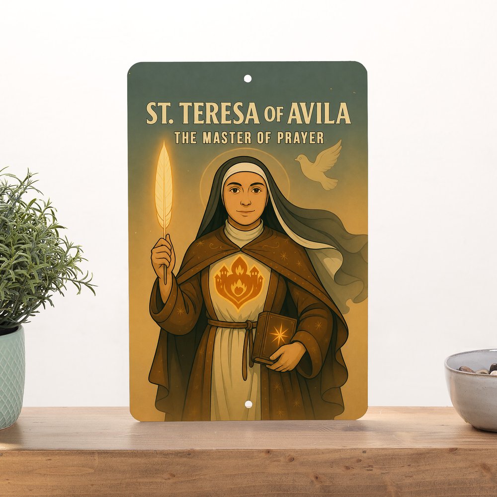 St. Teresa Avila Superhero Tin Sign