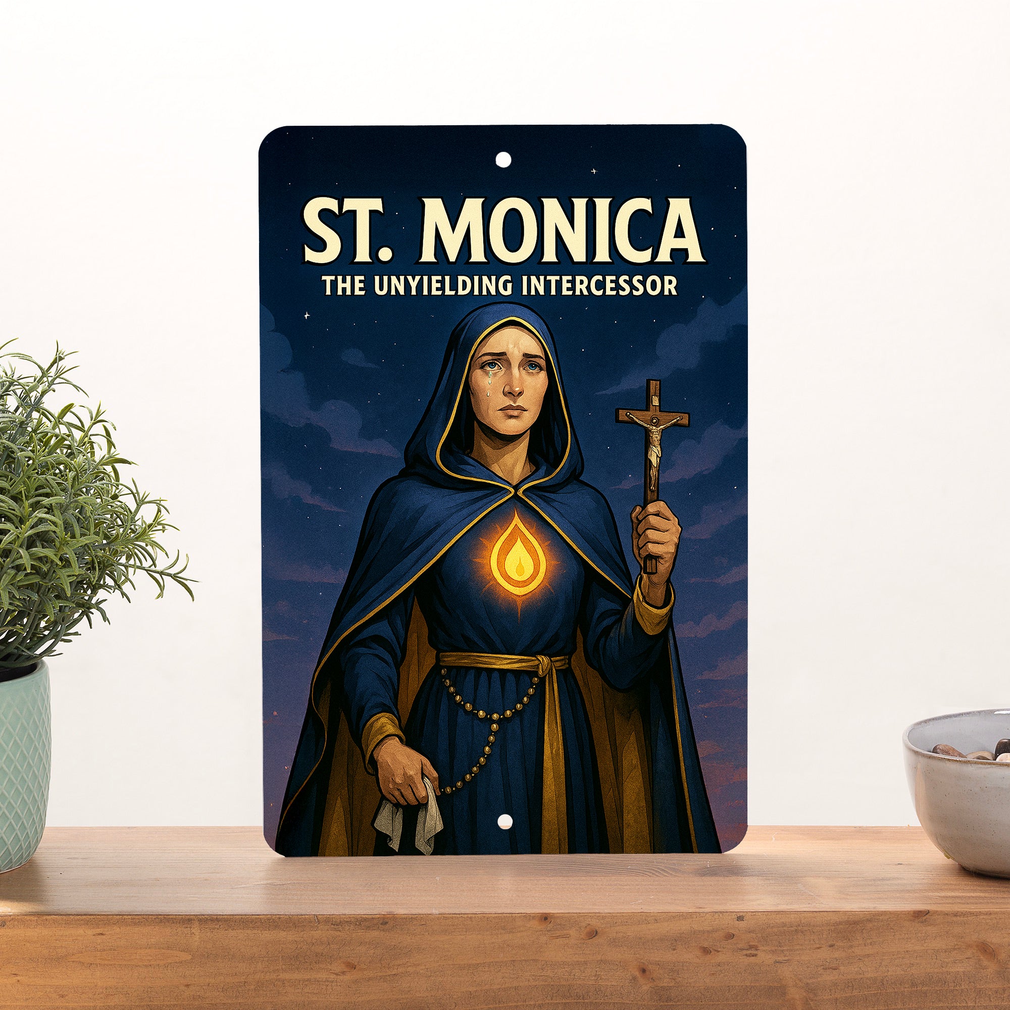 St. Monica Superhero Tin Sign