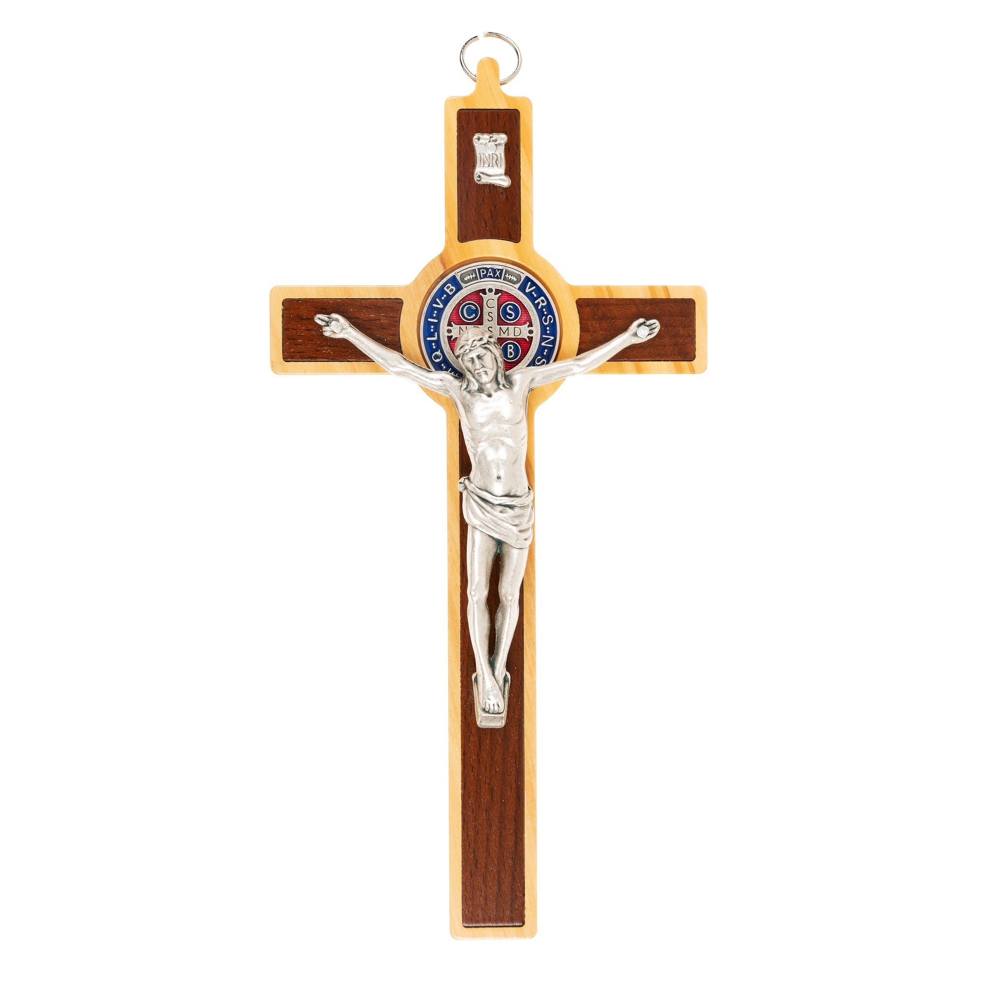 Olive Wood & Enamel St. Benedict Crucifix