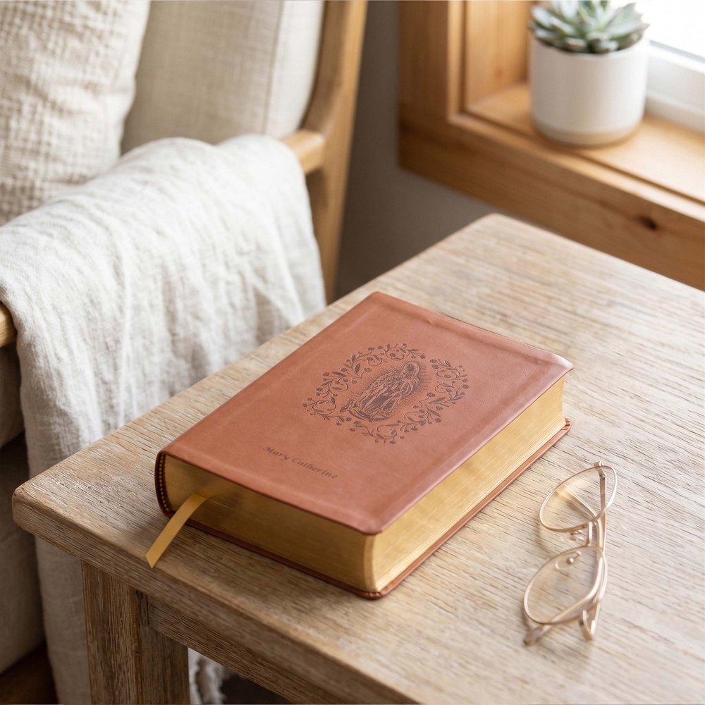 Personalized Our Lady of Guadalupe in Roses Bible