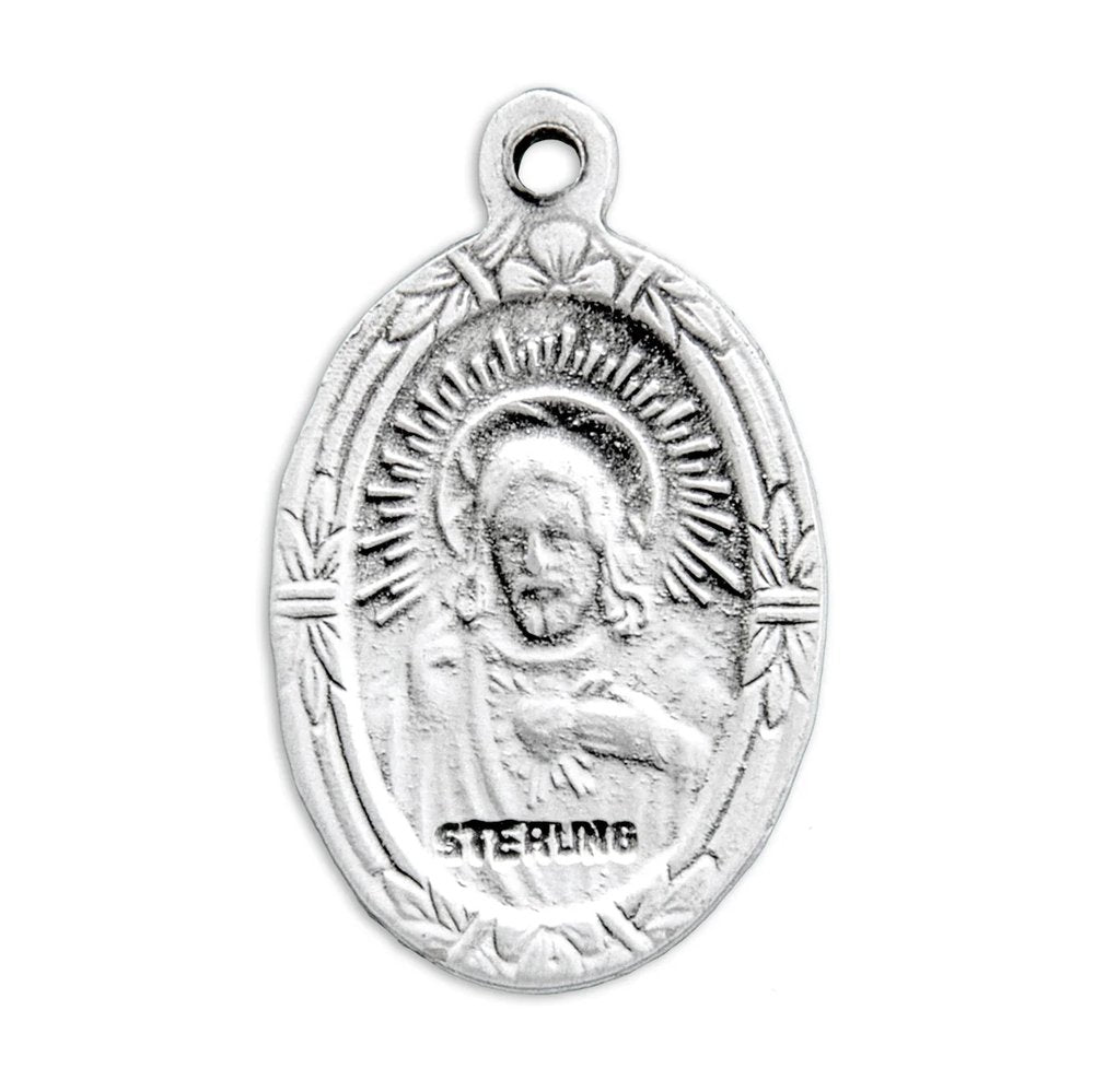 St. Jude Medal Necklace in Floral Setting