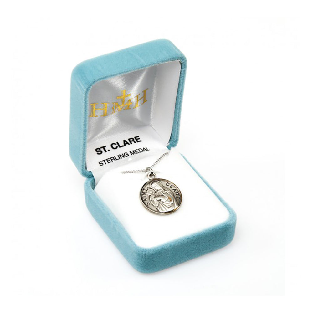 Petite Sterling Round St. Clare Medal Necklace
