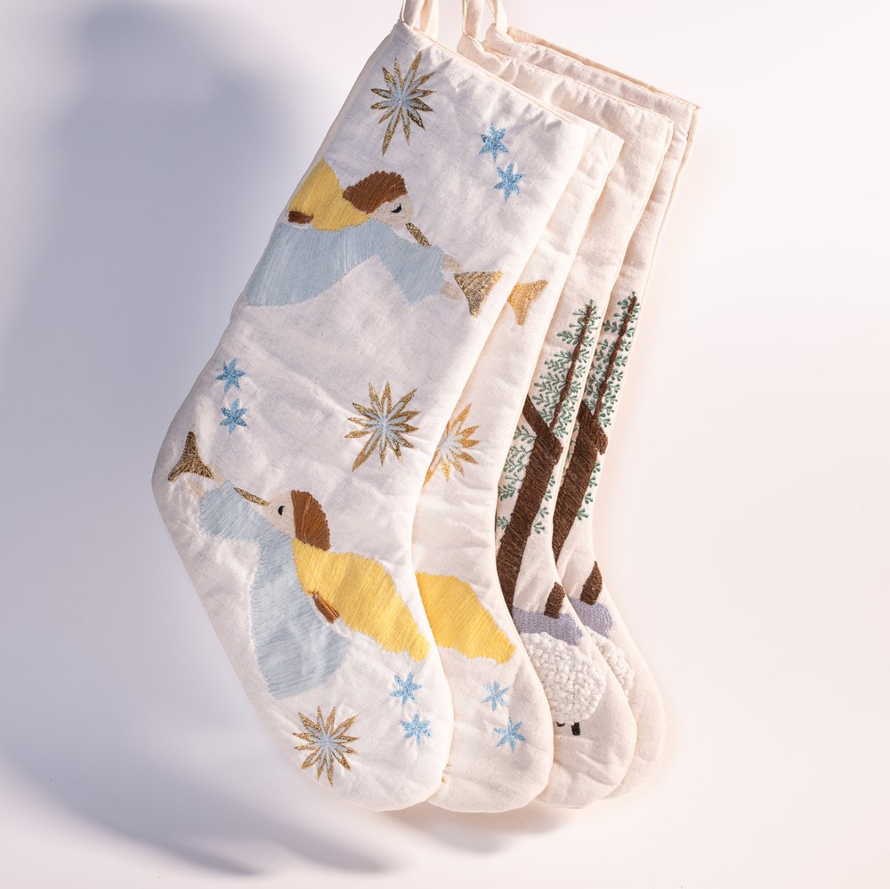 Nativity & Angel Christmas Stockings - Set of 4