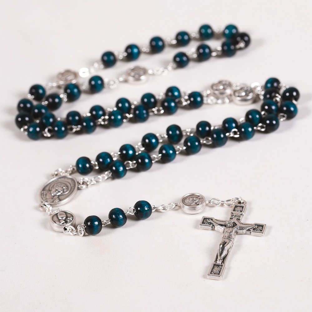 St. Carlo Acutis Blue Wood Rosary