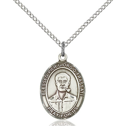 Sterling Silver Blessed Pier Giorgio Frassati Pendant w/ Chain