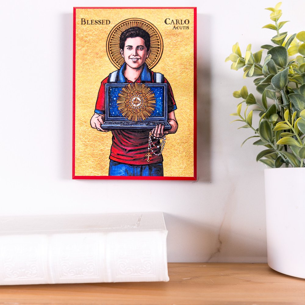 Bl. Carlo Acutis Modern Icon Plaque - 5" x 7"
