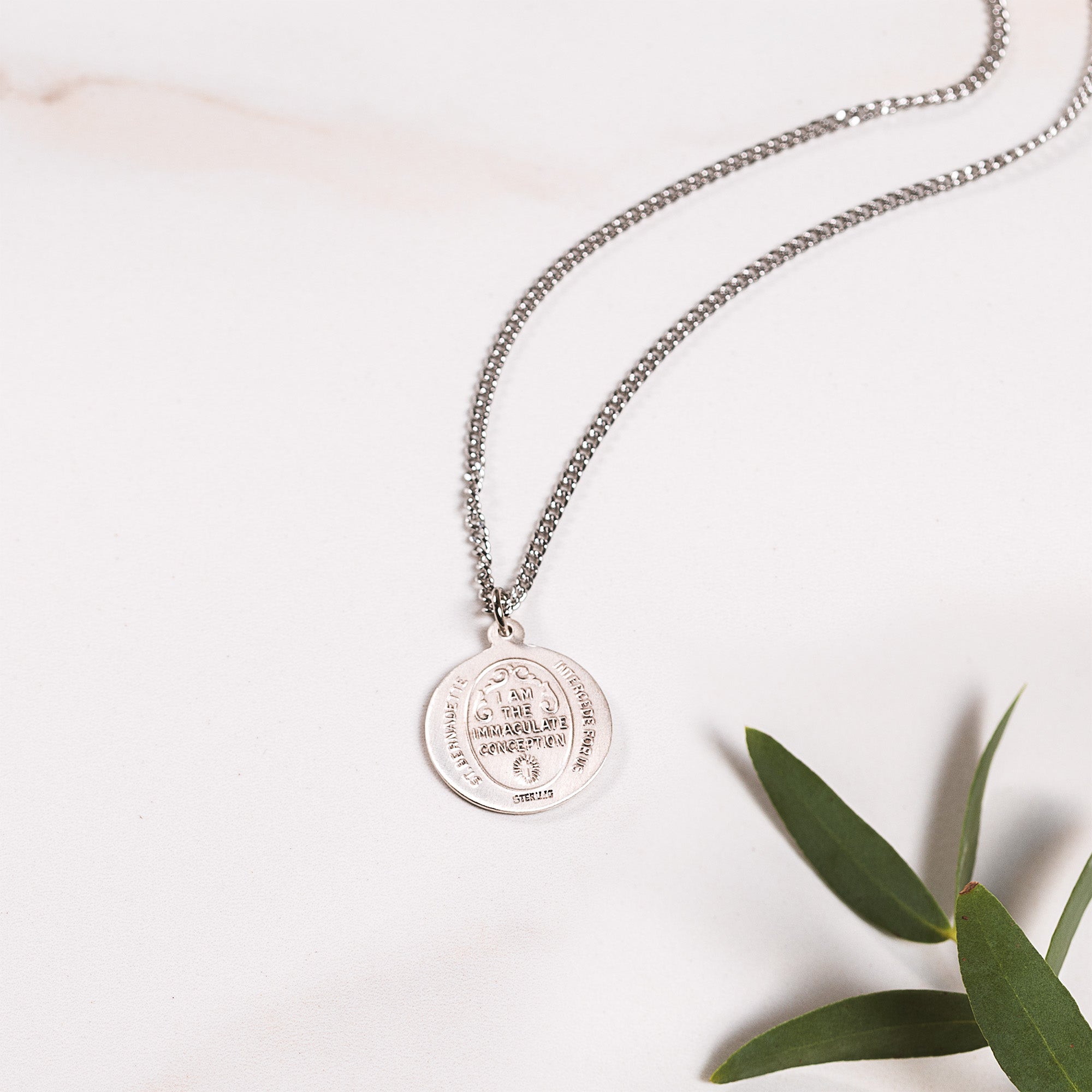 Petite Sterling Our Lady of Lourdes Necklace