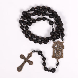 St. Joseph Terror of Demons Black Onyx Paracord Rosary