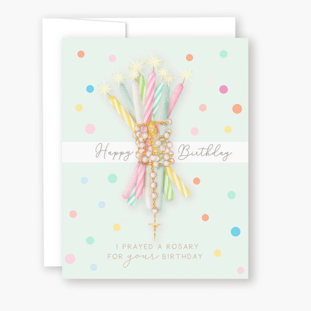 I Prayed a Rosary for Your Birthday Greeting Cards (Variety 4 Pack)
