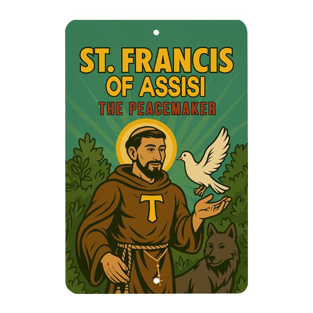 St. Francis of Assisi Superhero Tin Sign