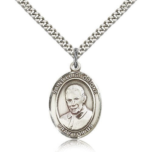St. Luigi Orione Pendant with Chain, Bliss, Sterling Silver
