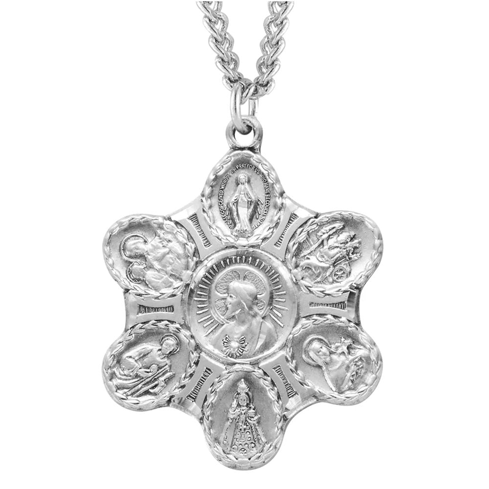 Sterling Silver 7 Way Medal Necklace
