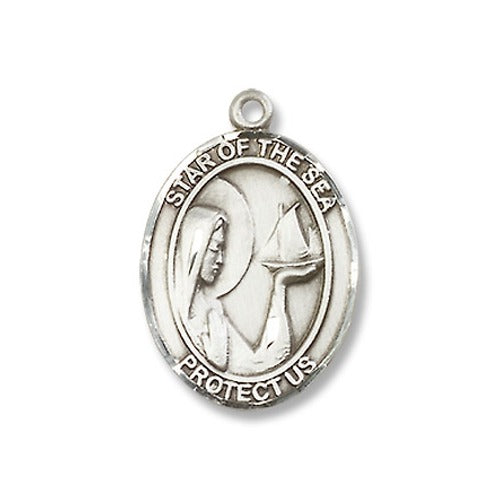 Sterling Silver Our Lady Star of the Sea Pendant w/ Chain