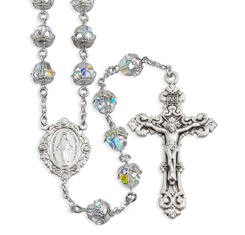 Immaculate Queen Crystal & Silver Rosary