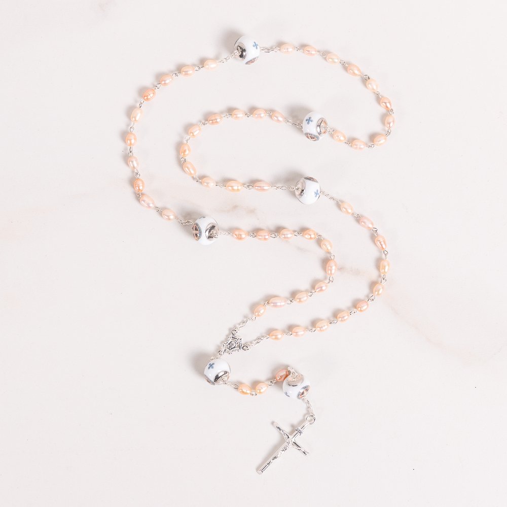 Italian Freshwater Pearl St. Benedict Cross Rosary