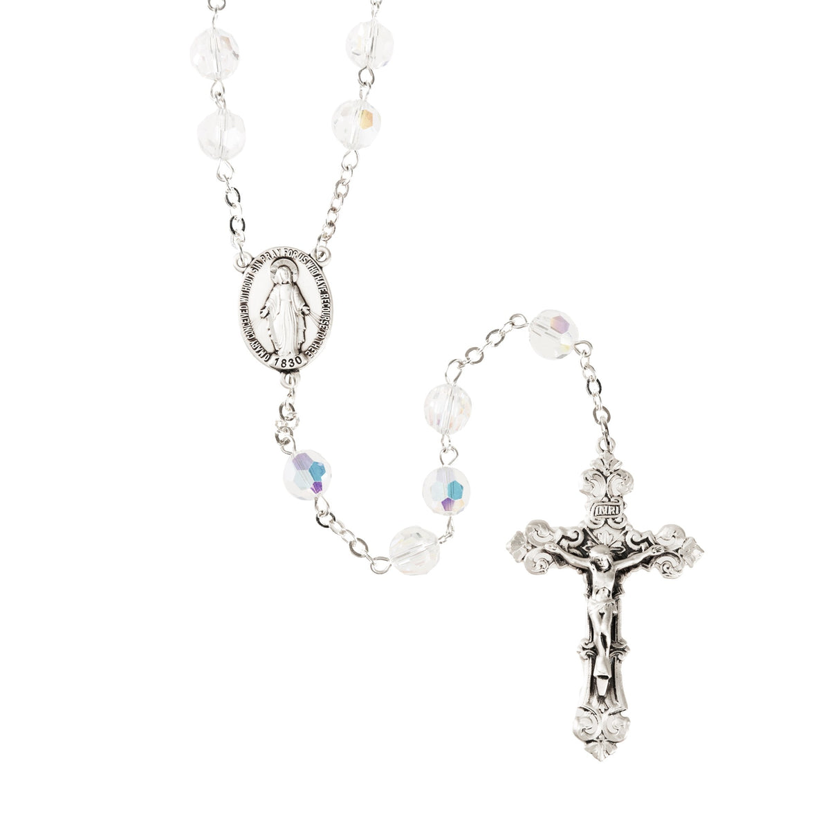 Swarovski Aurora Borealis Clear Sterling Rosary