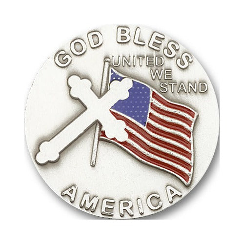 Antique Silver God Bless America Visor Clip