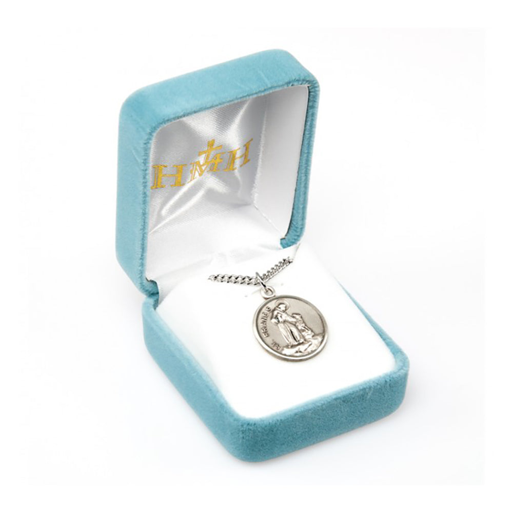 Petite Sterling St. Francis & Lupo Medal Necklace