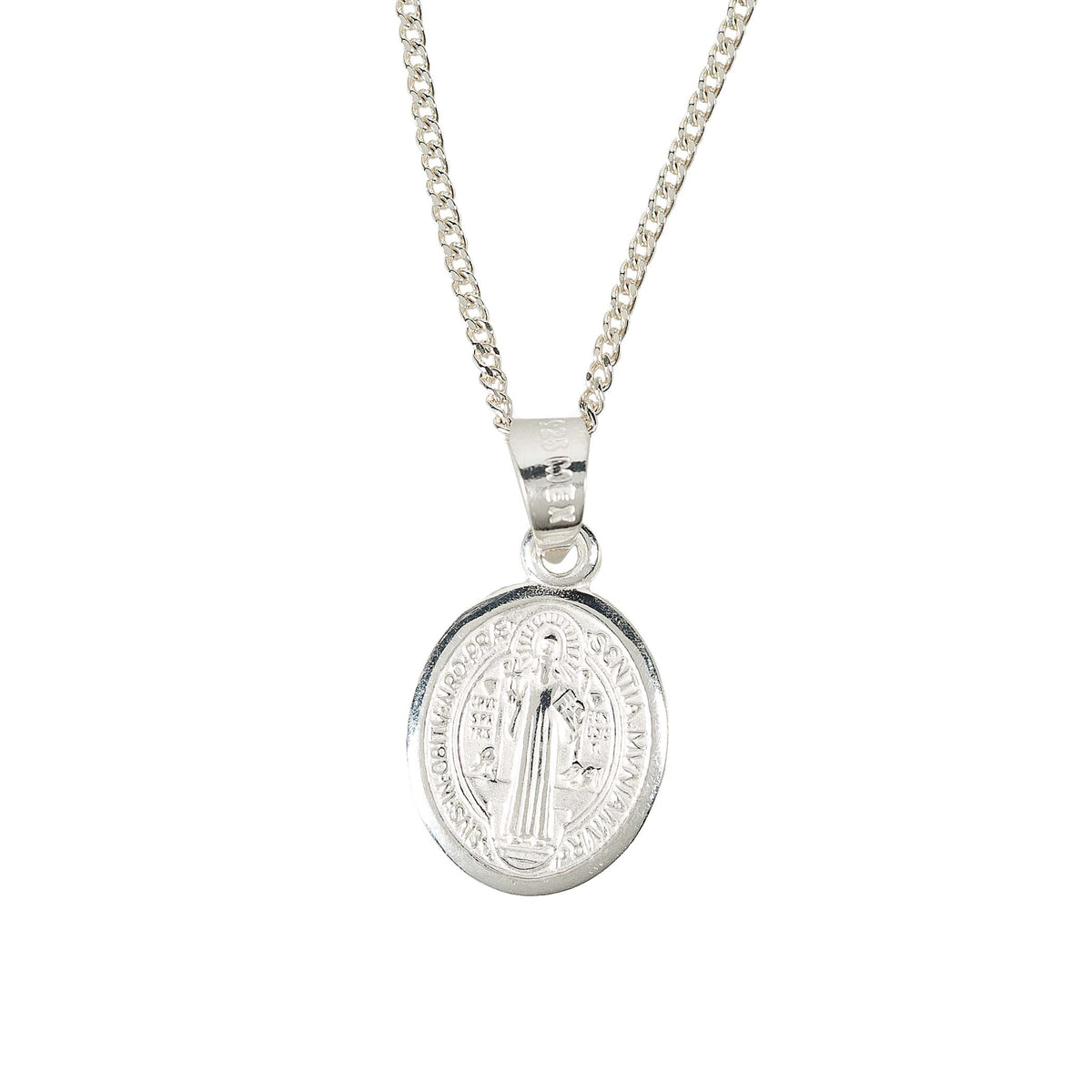 Oval Sterling St. Benedict Medal Necklace