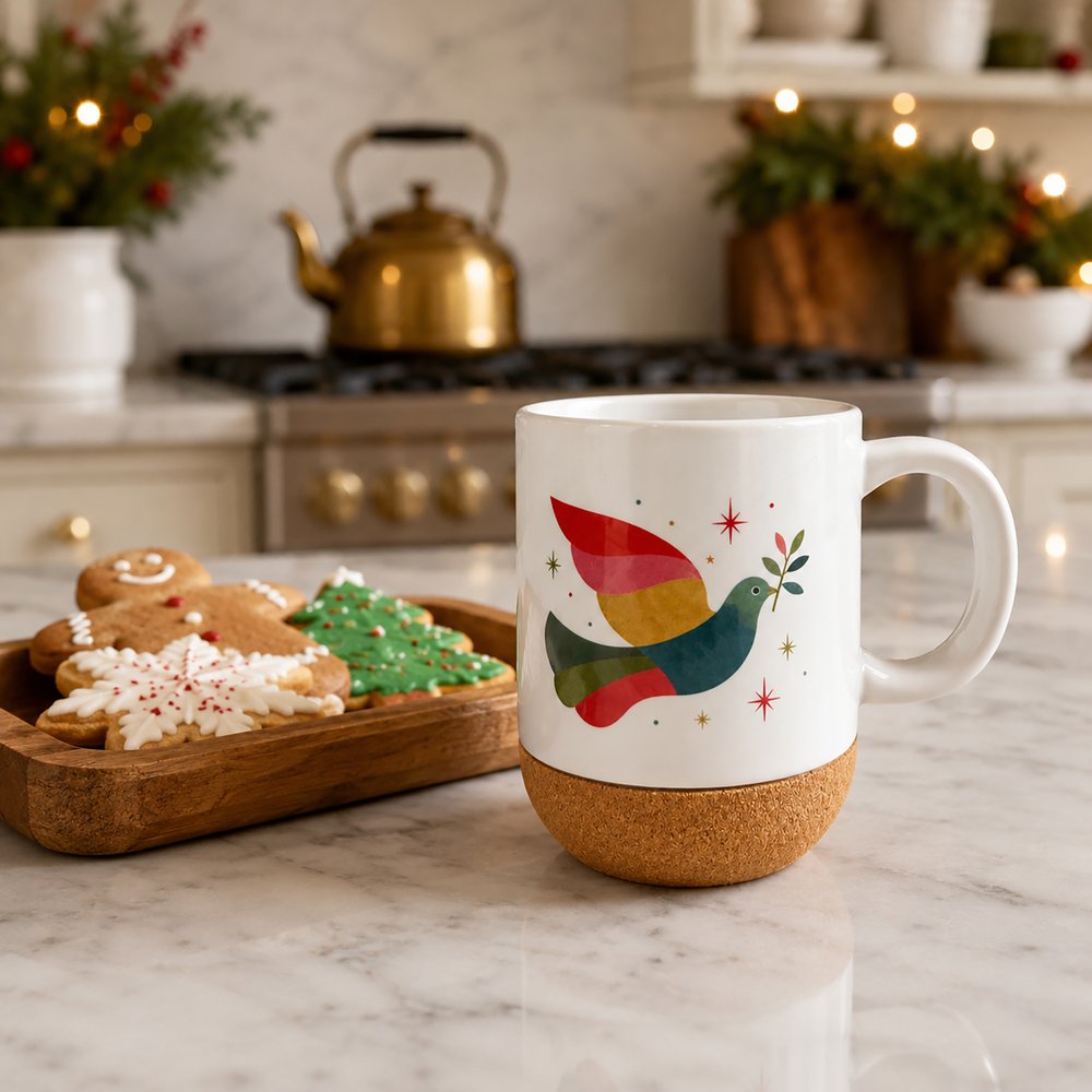 Dove of Peace Cork Bottom Christmas Mug