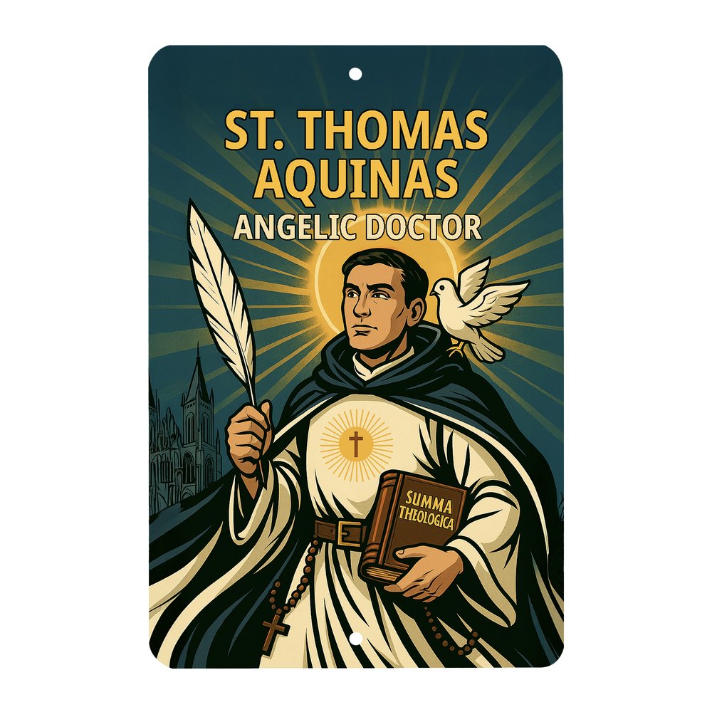 St. Thomas Aquinas Superhero Tin Sign