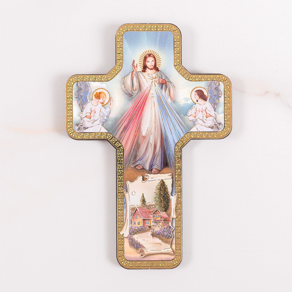 Merciful Jesus Home Blessing Wall Cross - 7"
