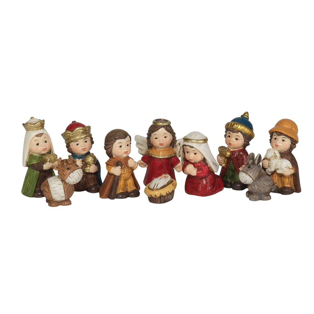 Christmas Children Colored Nativity Set - 10 Pieces