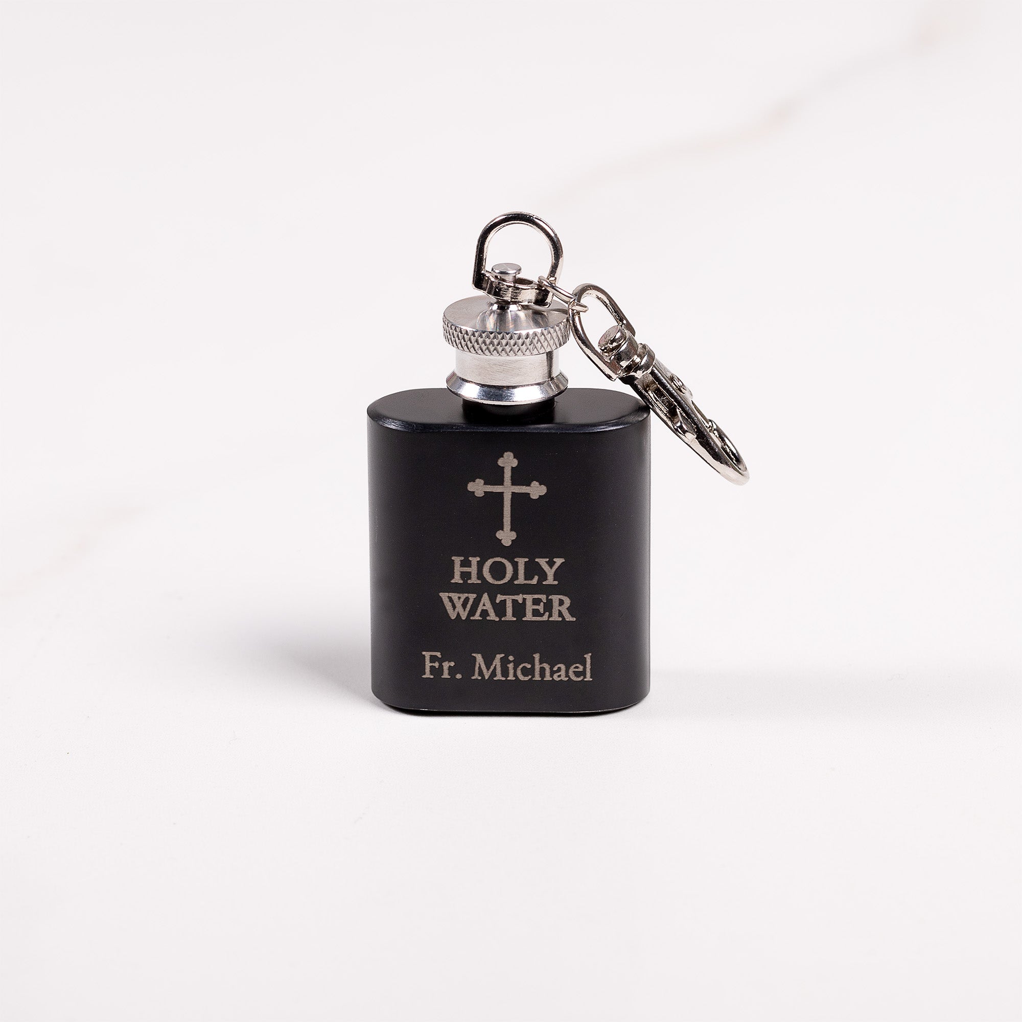 Personalized Holy Water Mini Flask Keychain | The Catholic Company®