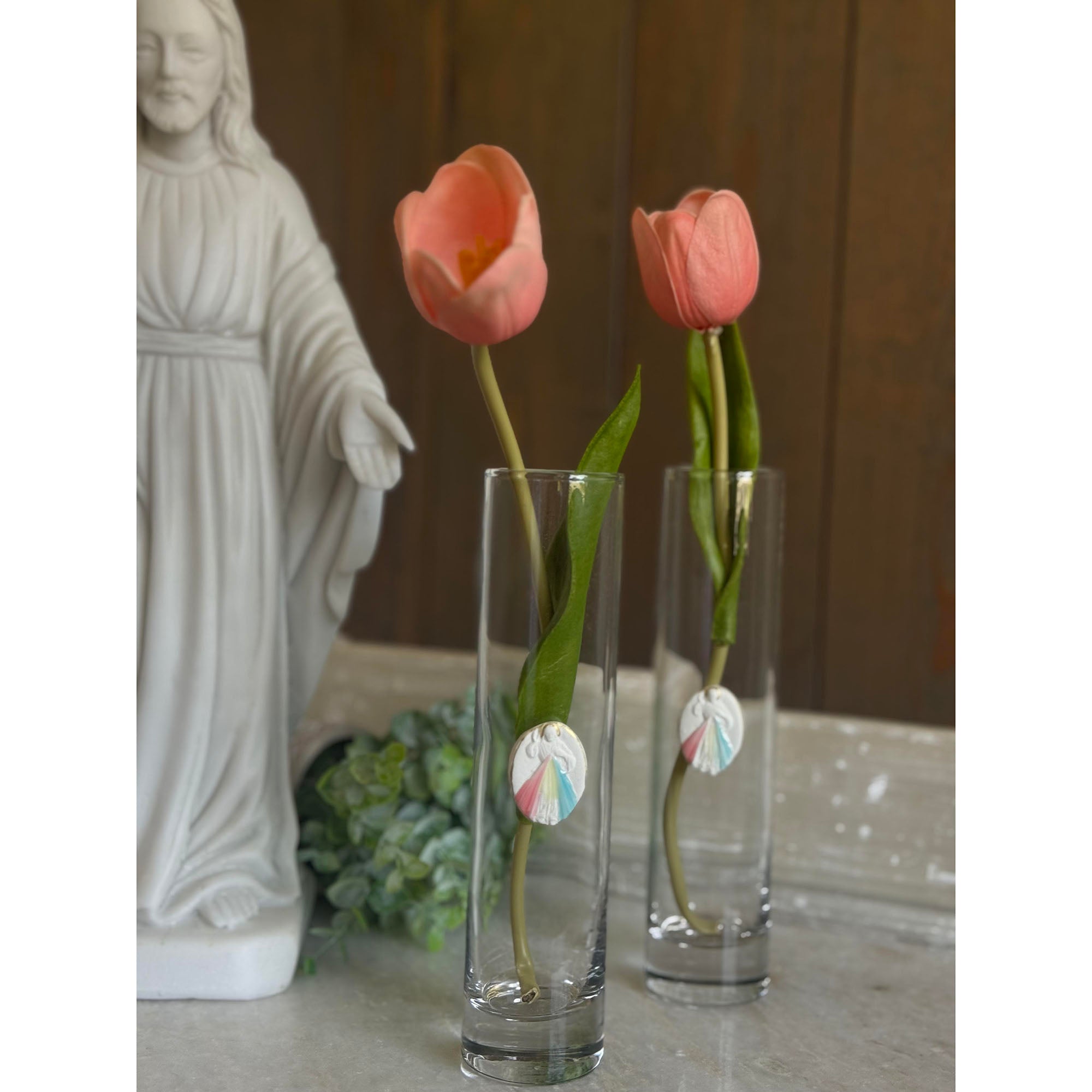 Handpainted Divine Mercy Bud Vase