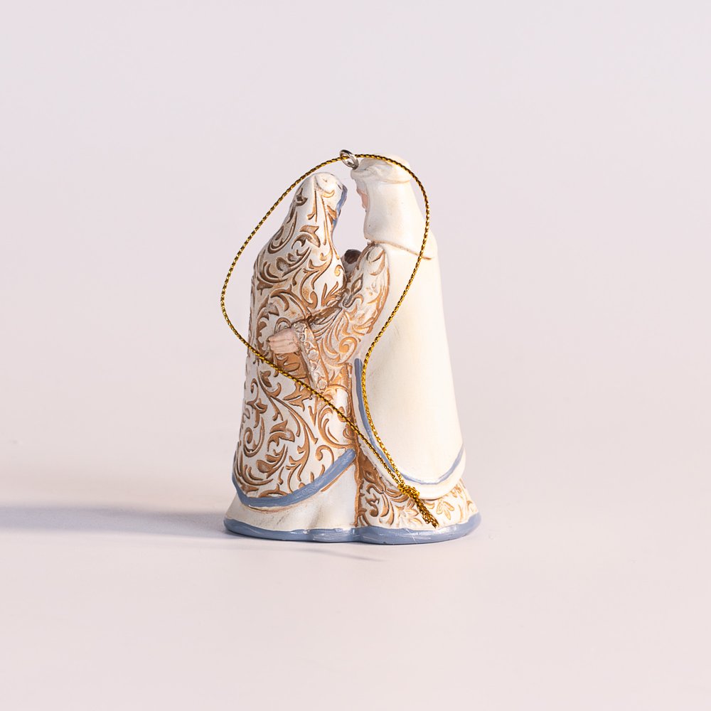 Blue, White & Gold Holy Family Ornament - 3.5"
