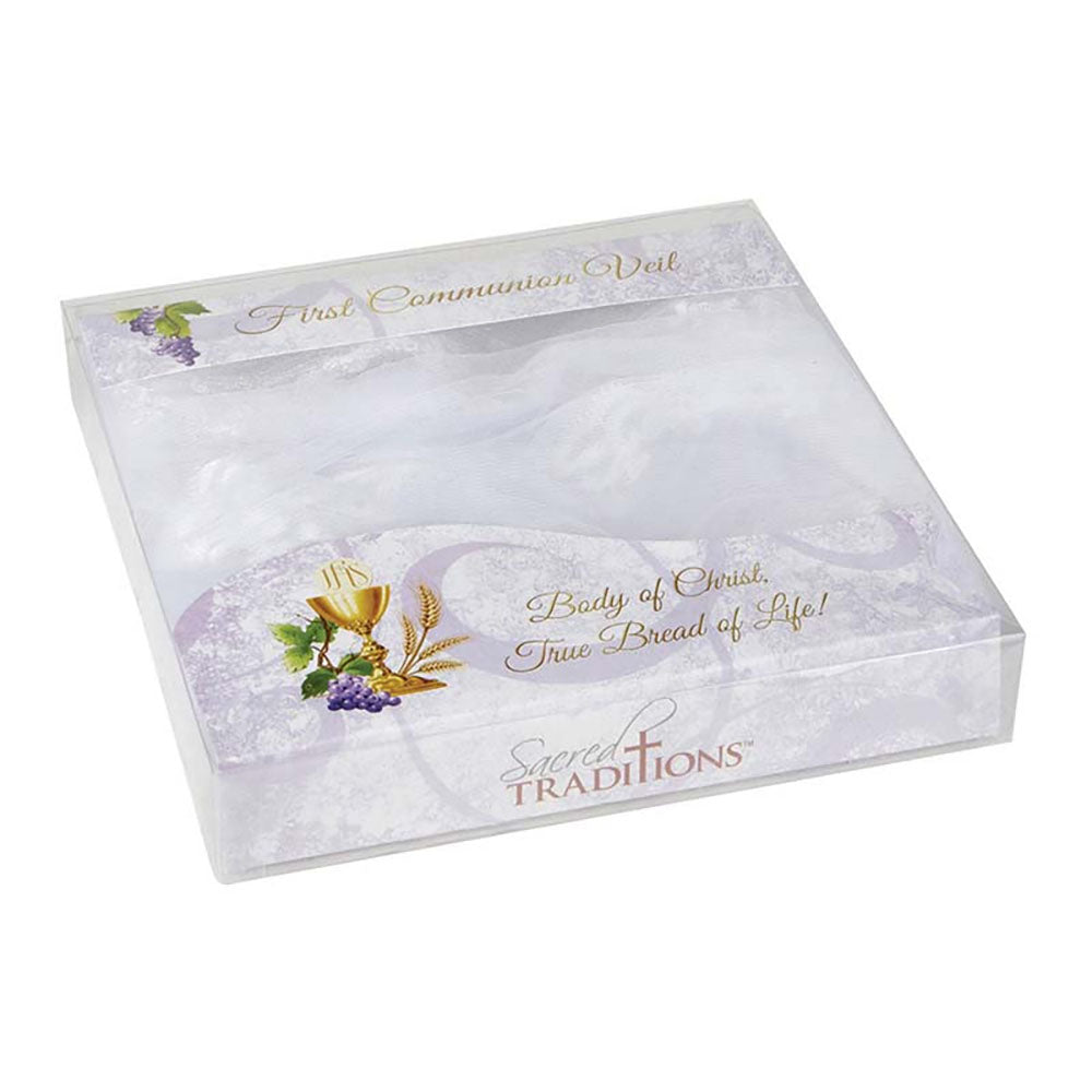 Satin Head Band & Pearl Cross First Communion Veil