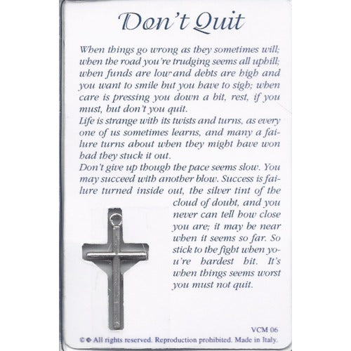 Don't Quit - Laminated Card with Crucifix