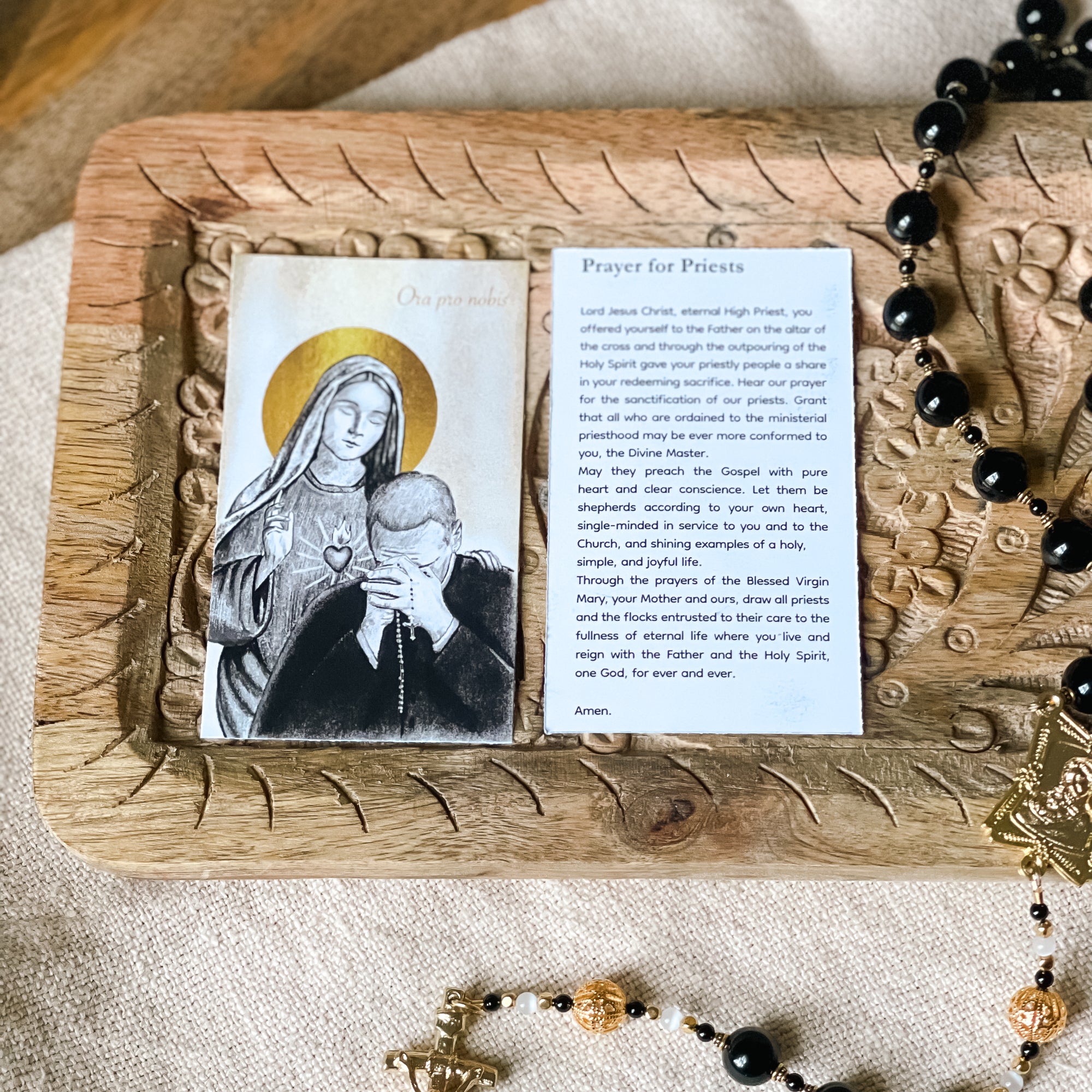 Onyx & Gold Rosary for Priests