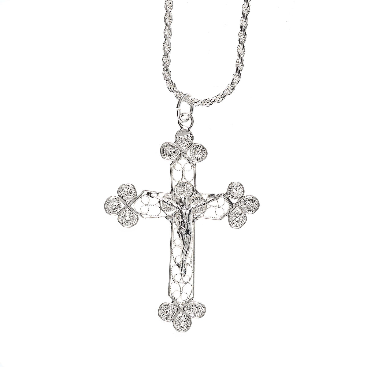 Silver Filigree Crucifix Necklace