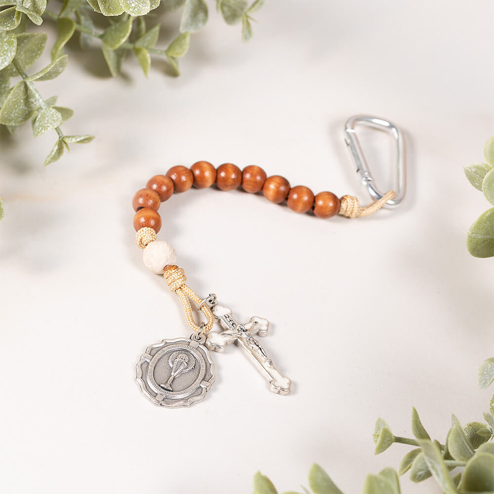 Personalized First Communion Water Bottle & Rosary Gift Set with Stickers